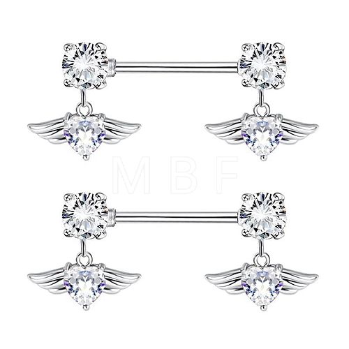 304 Stainless Steel Rhinestone Nipple Rings WG0E32C-02-1