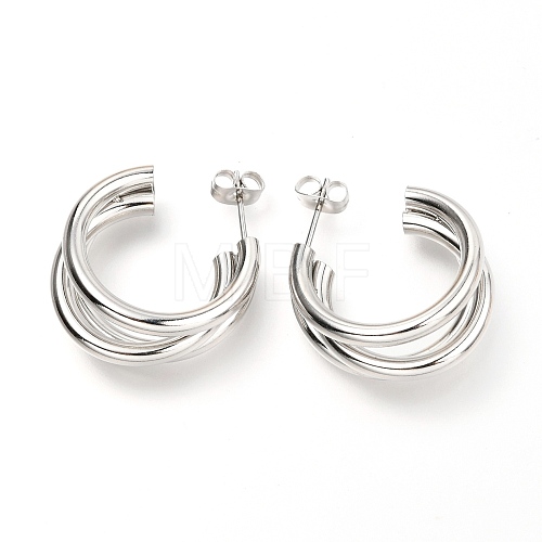 304 Stainless Steel Half Hoop Earrings EJEW-C501-18P-1