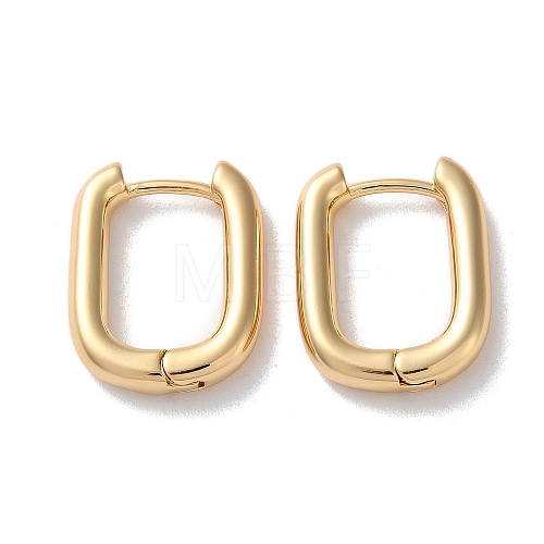 Rectangle Brass Hoop Earrings for Women EJEW-B056-12G-1