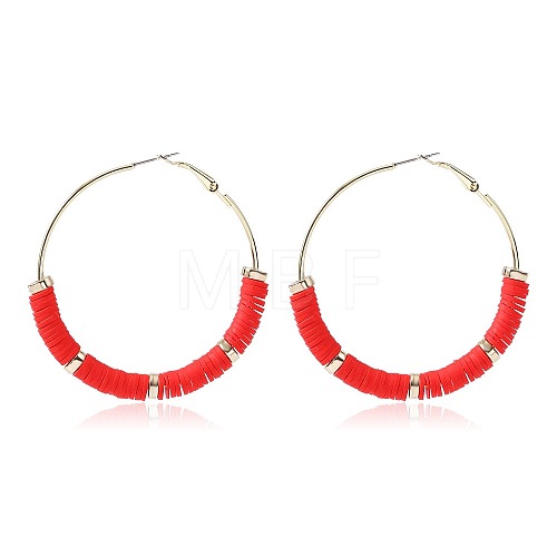 Bohemia Style Colorful Clay Beads Hoop Earrings JQ3310-12-1