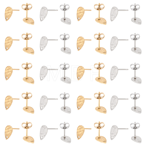 Unicraftale 40Pcs 2 Colors 304 Stainless Steel Stud Earring Findings STAS-UN0042-54-1