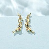Brass Pave Cubic Zirconia Stud Crawler Earrings KK-CBAA351-20G-02-1