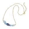 Natural Lapis Lazuli & Aquamarine Chip Beaded Pendant 304 Stainless Steel Satellite Chain Necklaces for Women NJEW-JN05608-3