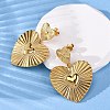 Heart 304 Stainless Steel Dangle Stud Earrings EJEW-Z109-03G-3