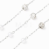 304 Stainless Steel & ABS Plastic Pearl & Polymer Clay Crystal Rhinestone Round Bead Cable Chains CHS-G048-13P-1