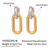 304 Stainless Steel Two Tone Oval Hoop Earrings AW2454-2-1