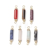 Natural Lepidolite & Blue Spot Jasper & Tiger Eye & Rose Quartz & Carnelian & Larvikite & Flower Amazonite Column Links Connector Charms PALLOY-JF04769-1