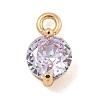 Flat Round Brass Micro Pave Cubic Zirconia Charms KK-Z072-02KCG-06-1