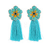 Bohemian Flower Alloy Enamel Tassel Stud Earrings FS-WGC9871-05-1