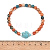 2Pcs Synthetic Ocean White Jade & Synthetic Turquoise Turtle Beads Stretch Bracelets for Women Men BJEW-JB13640-5