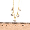Brass Pave Lilac Cubic Zirconia Flower Pendant Figaro Chain Bib Necklaces for Women NJEW-F364-01G-5
