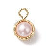 Shell Pearl Round Copper Wire Wrapped Pendants PALLOY-JF03258-01-3