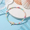 Beach Starfish Synthetic Turquoise Link Bracelets BJEW-JB10238-03-4