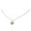 Brass Enamel Green Hexagon with Bee Pendant 304 Stainless Steel Cable Chain Necklaces for Women NJEW-JN05994-2