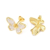 Brass Micro Pave Cubic Zirconia Stud Earring Findings CU-CBAA5EE-03G-A-2