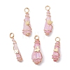 5Pcs 5 Styles Electroplated Natural Quartz Crystal Copper Wire Wrapped Pendants PALLOY-JF03432-1