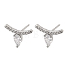Brass Micro Pave Cubic Zirconia Stud Earrings EJEW-G471-14P-01-4