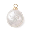 Natural Nucleated Pearl Keshi Pearl Flat Round Charms PALLOY-JF04781-1