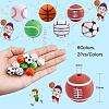12Pcs 6 Style Basketball/Soccer/Tennis/Baseball/Rugby/Volleyball Silicone Beads JX308A-01-2