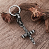 304 Stainless Steel Skull-shape Cross Keychains LS-HC7516-3
