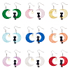 9 Sets 9 Colors Moon & Star & Cat Resin Asymmetrical Earrings EJEW-FI0002-35-1
