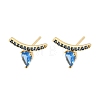 Brass Micro Pave Cubic Zirconia Stud Earrings EJEW-G471-14G-02-4