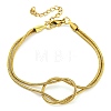 PVD Vacuum Plating 304 Stainless Steel 2-Strand Round Snake Chain Bracelets BJEW-P334-01B-G-1