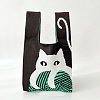 Polyester Cat Print Knitted Tote Bags PW-WG26643-02-1