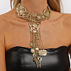 Ethnic Alloy Resin Filigree Flower Geometric Key Tassel Pendant Necklaces for Women WG2659D-01-1
