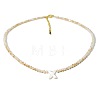 Natural White Shell Letter Faceted Glass Beaded Necklaces with 304 Stainless Steel End Chains SS7282-23-1