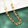 Brass Pave Cubic Zirconia Flower Link Chain Necklaces KK-CBA4547-18G-09-3