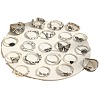 21Pcs Alloy Enamel with Plastic Pearl Finger Rings Sets FS-WG05D6A-01-5