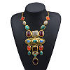 Oval Square Baroque Style Alloy & Colorful Resin Statement Bib Necklaces FS-WG6C445-01-1