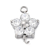 304 Stainless Steel Micro Pave Cubic Zirconia Flower Connector Charms STAS-U042-01P-02-1