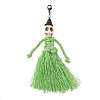 Halloween Cotton Threads Tassel & Synthetic Turquoise Skull Pendant Decorations HJEW-JM03757-3