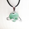 Natural Green Aventurine Heart with Metal Hands Pendant Necklaces FX8013-7-1
