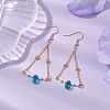 Triangle Iron Chain and Glass Dangle Earrings EJEW-JE05963-02-2