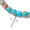 3Pcs 201 Stainless Steel Cross Charm Bracelets BJEW-JB13501-4