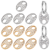 12Pcs 2 Colors Brass Micro Pave Clear Cubic Zirconia Connector Charms KK-BC0010-28-1