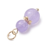 3Pcs 3 Styles Natural Dyed Malaysia Jade & Amethyst Round Beaded Pendants PALLOY-JF04701-08-5