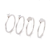 Heart 304 Stainless Steel Finger Ring Set for Women RJEW-C086-30-P-1