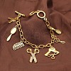 Vintage Alloy Hairdresser Tool Multi Charm Bracelets WGD715F-01-3