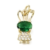 Brass Micro Pave Green Cubic Zirconia Charms CU-L001-18G-12-1