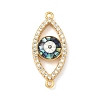 Brass Micro Pave Clear Cubic Zirconia Enamel Horse Eye Connector Charms KK-H534-02G-01-1