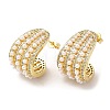 Rack Plating Brass Arch Stud Earrings with ABS Imitation Pearl Beaded EJEW-R152-05G-1