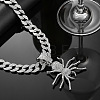 Alloy Full Crystal Rhinestone Halloween Spider Pendant Cuban Link Chain Necklaces for Men FS-WG4B1F3-02-3