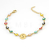 Colorful 304 Stainless Steel & Evil Eye Enamel Flat Round Link Bracelets FS-WGB13F5-19-1