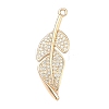 Leaf Brass Micro Pave Cubic Zirconia Enhancer Shortener Bails KK-F934-07B-G-1