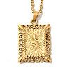 201 Stainless Steel Cable Chain Rectangle with Letter Pendant Necklaces NJEW-M070-01G-S-1