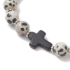 Natural Dalmatian Jasper & Synthetic Turquoise Beads Bracelets BJEW-JB13232-3